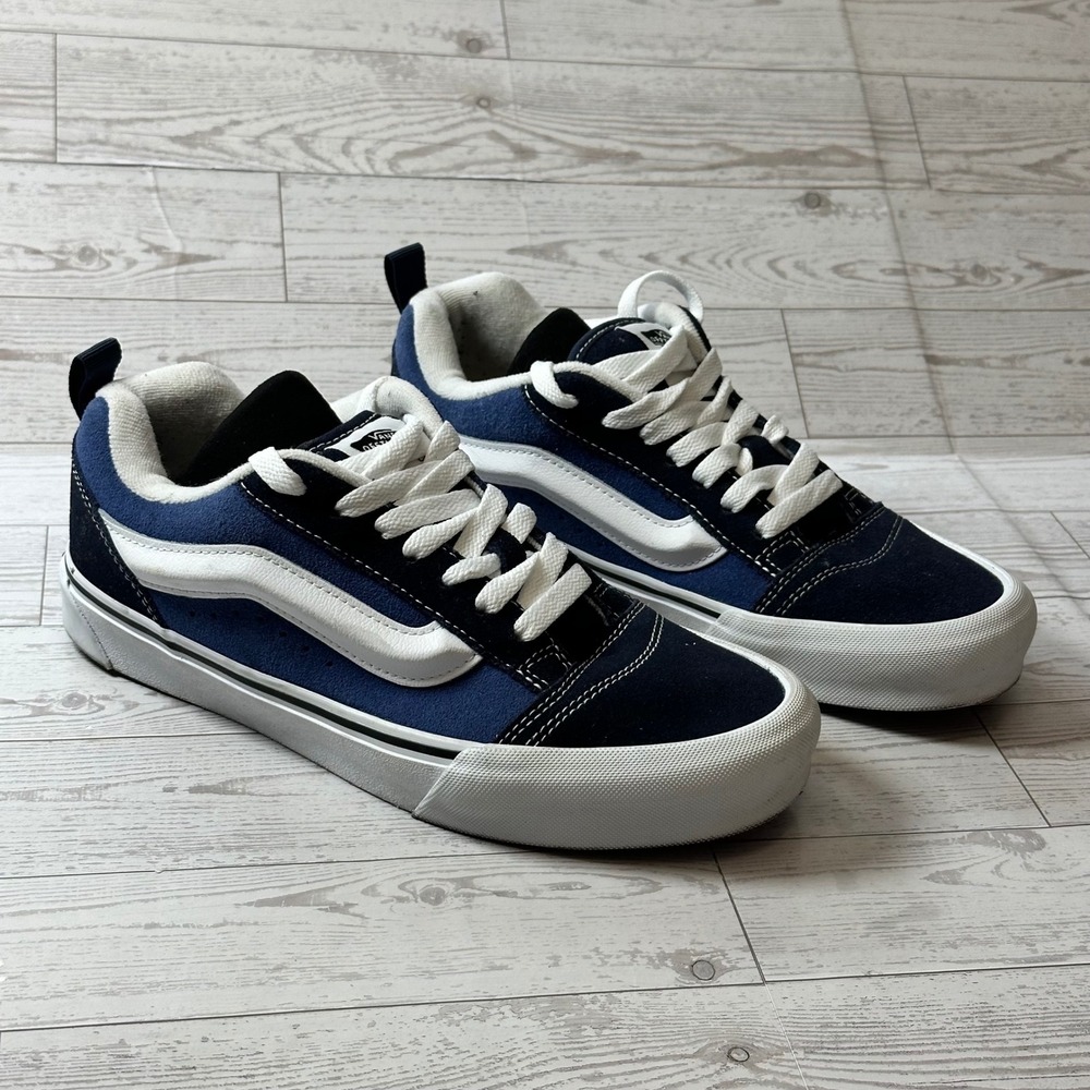Vans Knu Skool Shoes Men 7 Women 8.5 Navy Black Suede Y2K Chunky Skate